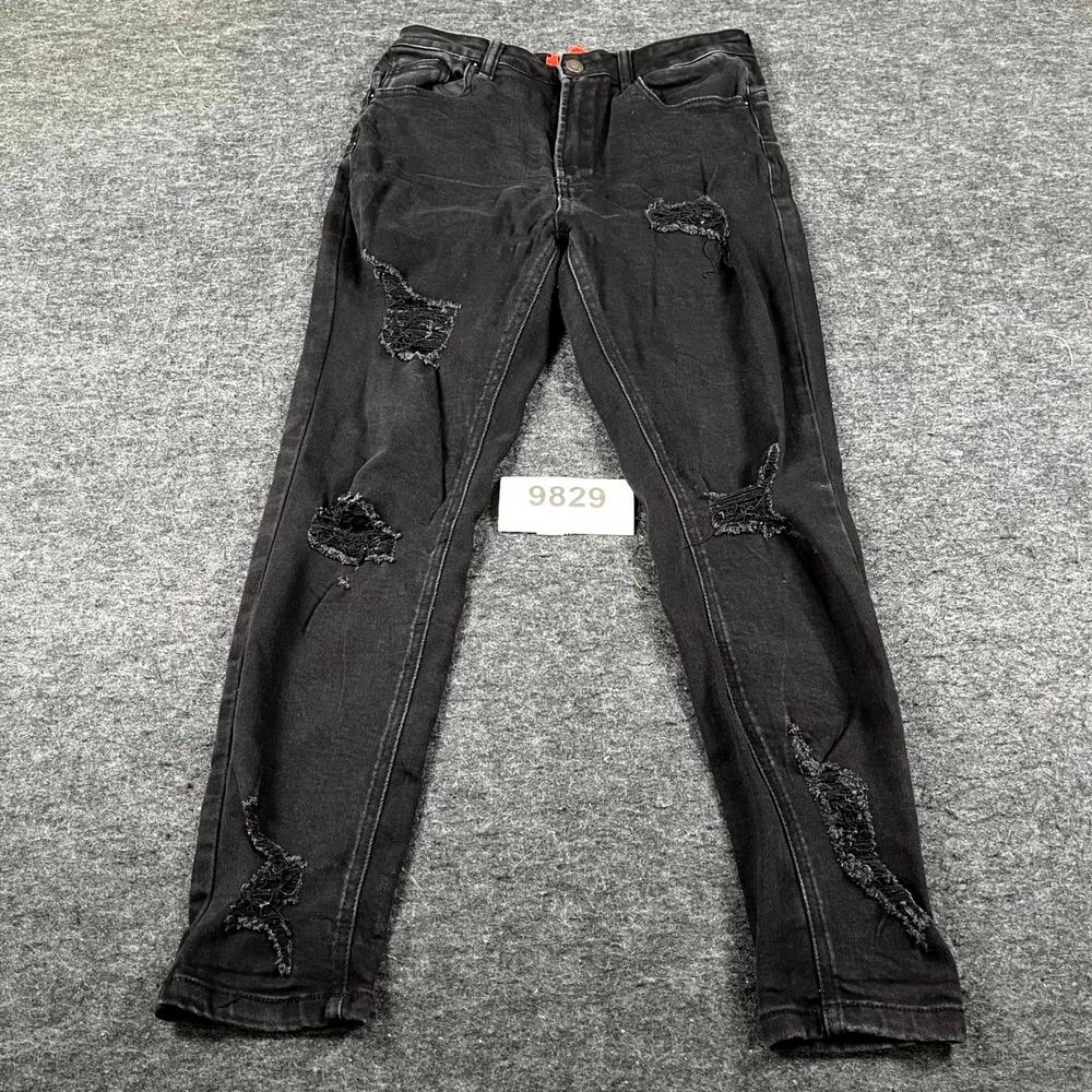 Wax Butt I Love You Jeans Womens 11/30 Black Denim Cotton Stretch Distressed
